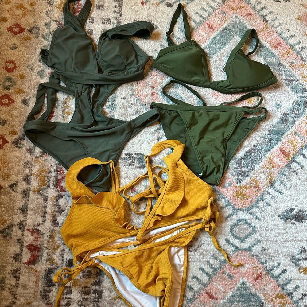 Vibrant Green and Yellow Bikini for Swim